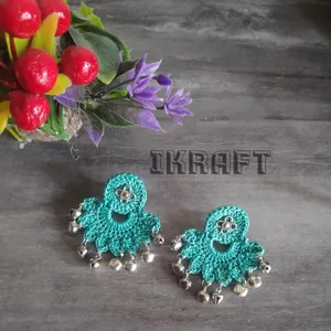 Crochet Dangler Earrings with Detailings of Ghoongru