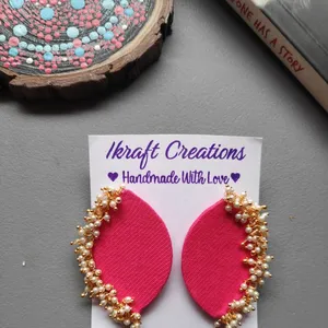 Pink Fabric Earrings With detailings of Loreals